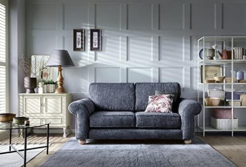 Ingrid Three Seater Sofa - Steel Grey Braided Chenille Sofa Sets for Livings Rooms - 3 or 2 Seater Sofa Set - Range includes 2 Seater & 3 Seater Settees, Armchairs & Cuddle Chairs (3 Seater)