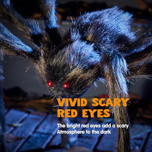Image of JOYIN 2 Pack 5 Ft Halloween Outdoor Decorations Hairy Brown Spider, Scary Fake Giant Large Spider Haunted House Props, Halloween Lawn Porch Yard Garden Tree Decorations Party Indoor Decor