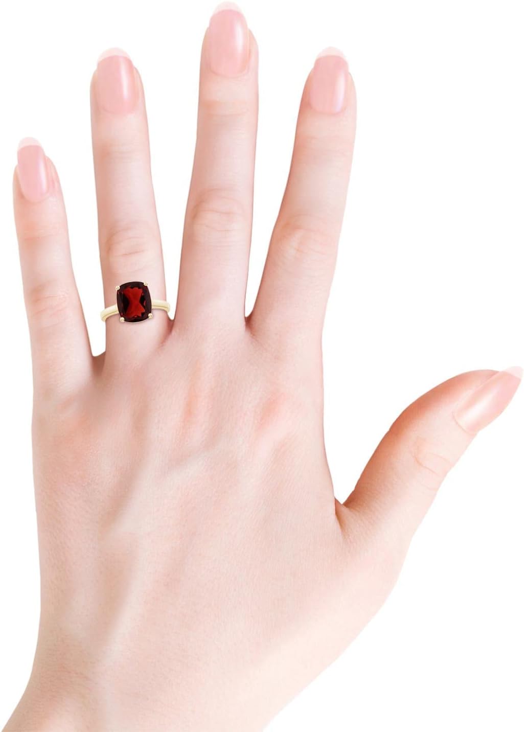 Angara Cushion Garnet Solitaire Ring in Sterling Silver/14K Solid Gold/Platinum | Natural Garnet Solitaire Ring for Women | January Birthday, Anniversary, Gemstone Jewelry Gift - Image 6