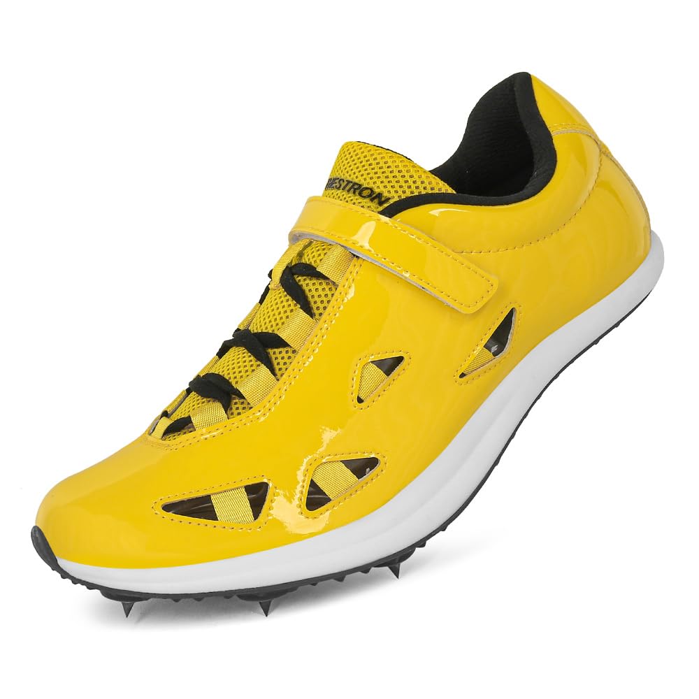THESTRON New Track Spikes Shoes Men Women Kids Track and Fields Sneakers Athletics Spikes Sprint Shoes Professional Track Running Racing Shoes Youth Jumping Sneakers with Spikes (5.5,Yellow)