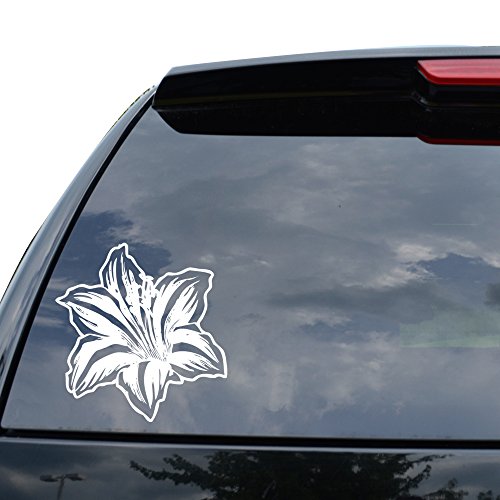 DiamondCutStickerz Autocollant pétales de fleur de lys pour voiture, camion, moto, fenêtre, pare-chocs, ordinateur portable, décoration murale – Taille (28 cm de haut) – Couleur (noir brillant)
