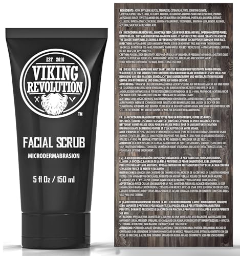 Viking Revolution Mikrodermabrasion Peeling Gesicht Männer - Face Scrub & Gesichtsreinigung für Tiefenreinigung, Gegen Mitesser & Eingewachsene Haare - Pre-Shave Gesichts Peeling (1er-Pack) 150 ml