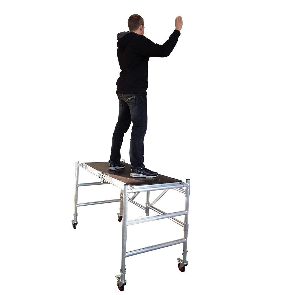 Alumexx Eco Line Quicky - Fahrgerüst - Klappgerüst - Zusammenklappbare Plattform - Zimmergerüst - Innengerüst - 3 Ebenen - Arbeitshöhe 2.30 - 2.60 - 2.90m