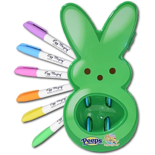 The Eggmazing Egg Decorator - Peeps Bunny - Arts and Craft Set Includes 6 Colorful Quick Drying, Non-Toxic Markers (Green, Ages 3 and Up)