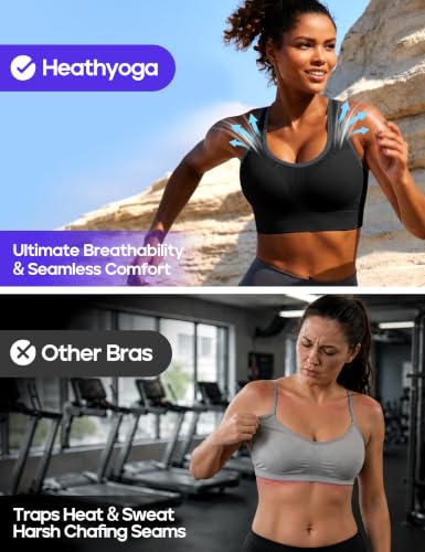Image of Heathyoga High Impact Sports Bras for Women High Support Padded Sports Bra Pack Racerback Bras for Women Workout Bra Sets