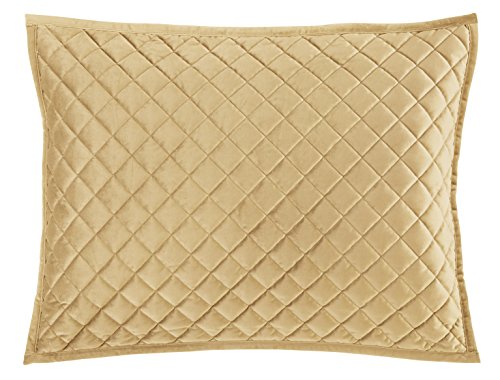 Hiend Accents Velvet Diamond 3 Piece Quilt Set With Pillow Shams, Super King Size, Gold Solid Color, Classic Traditional Luxury Bedding Set, Soft Lightweight Bed Cover, 1 Quilt And 2 Pillowcases #TOP2