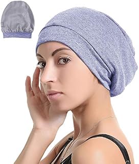 Slap Night Cap Sleep Hat Beanie - Navy Blue Women Organic Bamboo Satin