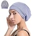 Slap Night Cap Sleep Hat -Navy Blue Women Organic Bamboo Cotton Satin Silk Satun Satin lined Bonnet Slouchy Summer Scarf Hair Cover Beanie For Women Men Lady Lightweight Light Thin Jersey Chemo