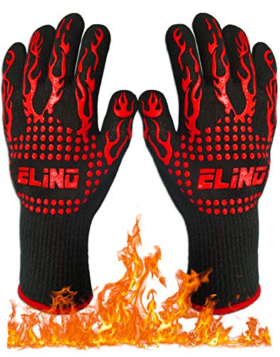 Heat Resistant Gloves for BBQ Glove Grilling Cooking Hot Ovens Gloves Protect Your Hands from Extreme Heat Double Layered Fireplace Gloves Without Fear 100% Cotton Inner (1 Pair) 932°F (30 CM)