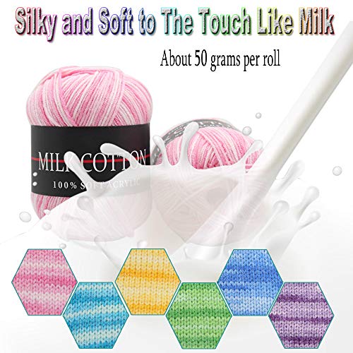 6 Rolls Large Yarn Skeins Assorted Colors Crochet Yarn, Acrylic Yarn Skeins, Acrylic Soft Yarn Perfect For Any Knitting Crochet And Crafts Mini Project #TOP2