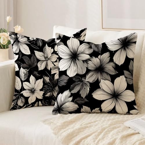 Housse de coussin 80x80cm imperméable en lin gris avec zip - 3
