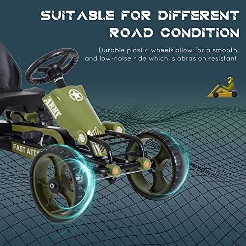 HOMCOM Kids Children Pedal Go Kart Ride On Racer Braking System Adjsuatble Seat Green