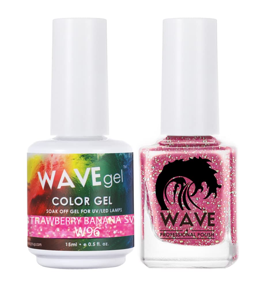 WAVEGEL – Juego dúo de gel y esmalte de uñas a juego – Colección Simplicity – #W96 Strawberry Banana Swirl I 0.5 onzas