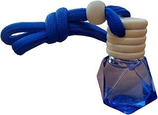 Car Air Freshener on Mirror with Fragrant oils with Wooden Diffuser Lid ,Sculpture , Blue