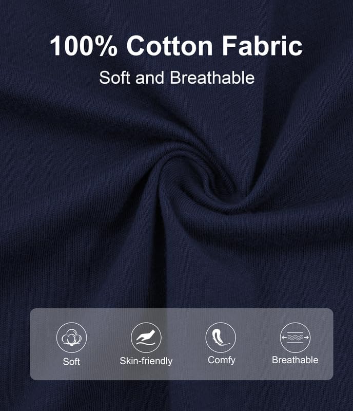 CF Men's 100% Cotton Robe Lightweight Bathrobe Long Sleeve Knit Kimono Sleepwear Soft Knee Length Shower Robe with Pockets - Image 3