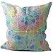 YodSHcEN 50x50 cm Lniana Poszewka Na Poduszki Dekoracyjne RAINBOW GEOMETRIC CUBES poszewka na poduszkę 20x20 Inch na sofę na zewnątrz do sypialni salonu samochodu /B#005