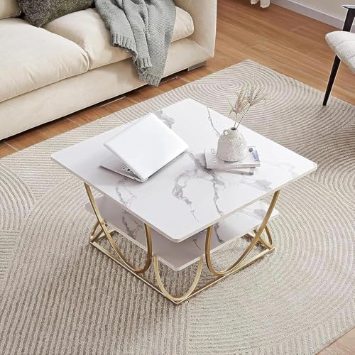 Image of Round Storage Coffee Table Contemporary Coffee Table for Living Room Wood Top with Metal Frame (SQ Gry BLK)