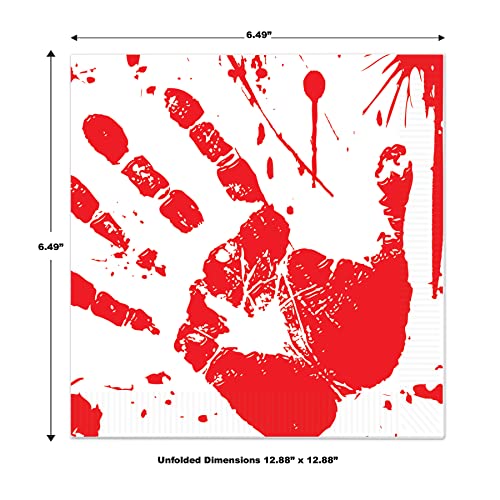 Beistle Bloody Handprints Luncheon Napkins, One Size, Red/White #TOP2