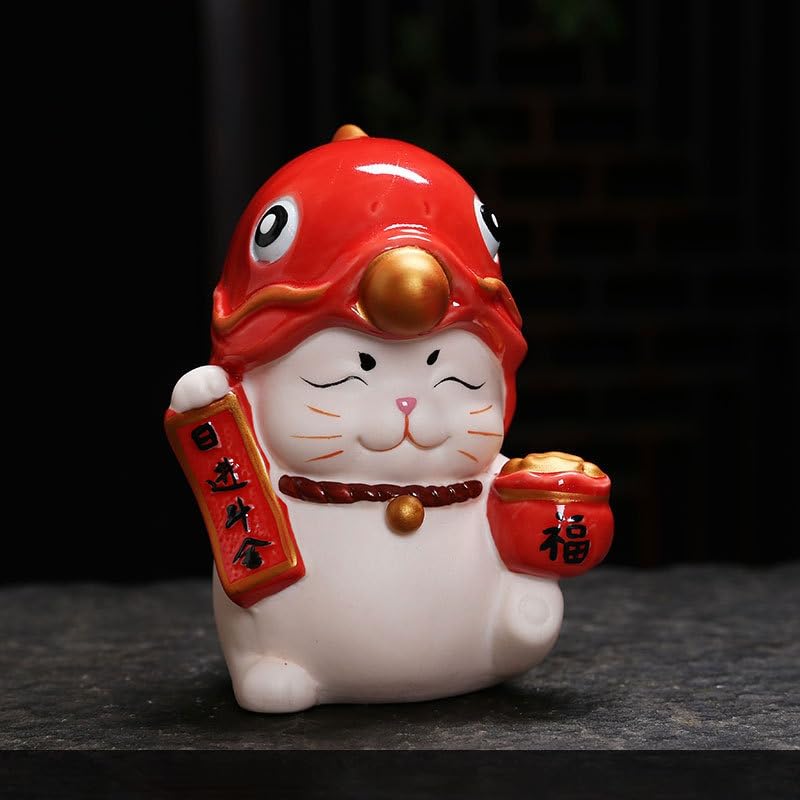 招財猫 舞獅 置物 縁起物 開業祝い 引越し祝い リビング 店舗 装飾 お正月 飾り フィギュア (I) : Hobbies