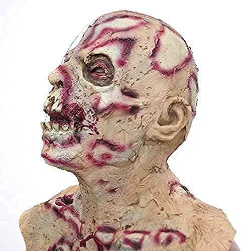 Miniatura 3 de Molezu - Máscara de látex de zombie o muerto viviente para adulto, disfraz tenebroso y sangriento para halloween, cosplay, fiesta de disfraces (D)