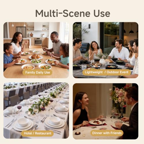 KINGSTONE 24-Piece Plates and Bowls Set, Glass Dinnerware Sets for 8 by KINGSTONE - Used condition - Image 8