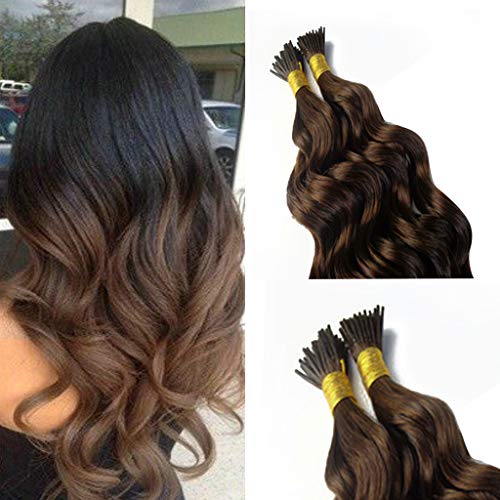 Extensions de cheveux humains ondulés I-Tip pour un volume blond platine