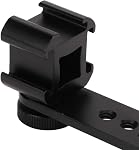 Triple Cold Shoe Mount, Gimbal Microphone Light Extension Bar Bracket Aluminium Alliage avec 1/4in et 3/8in Vissez les trous pour OM 3/2, pour l'eau douce 4, pour Stabiliseur Gimbal Feiyu(Noir)