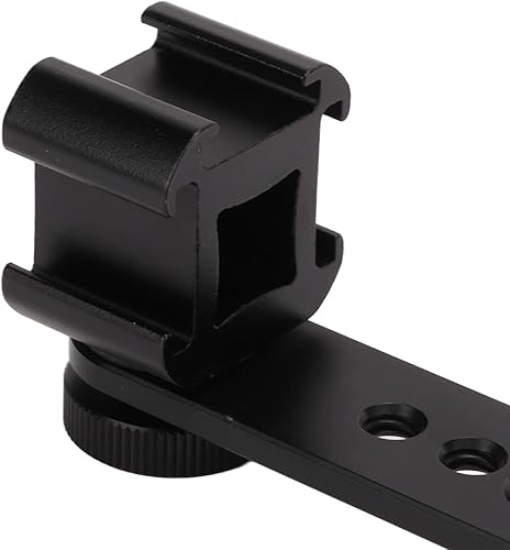 Miniatura 9 de Soporte triple de zapata fría, soporte de barra de extensión de luz de micrófono cardán, aleación de aluminio con orificios de tornillo de 14 y 38