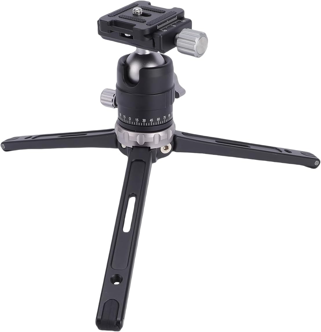Fabater Mini Tripod, Height Adjustable Desktop Tripod with 360 Ball Head Storage Case Plate for DSLR Action Camera Vlogging (Gray)