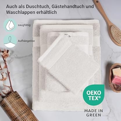 DoubleDry Premium Handtücher Set - 6 Stück 50 X 100 cm Baumwolle - 500 g/m² - Weich & Saugstark - Handtuch Badetuch badehandtücher für Bad und Dusche (Creme) – Bild 8