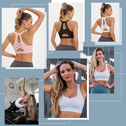 Glamline Padded Sports Bra For Women, Medium Support Strappy Crisscross Sports Bra, For Sport Workout Yoga Gym Running #TOP1
