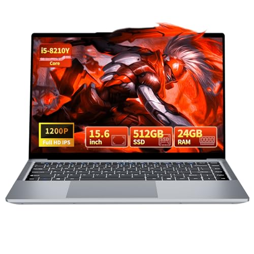 Moacreto 15,6 Pouces Ordinateur Portable Core i5-8210Y Processeur 24 Go RAM 512 Go SSD, écran FHD 1920x1200, PC Portable avec Type-C, USB3.0, HDMI, BT5.0, WiFi5 Laptop