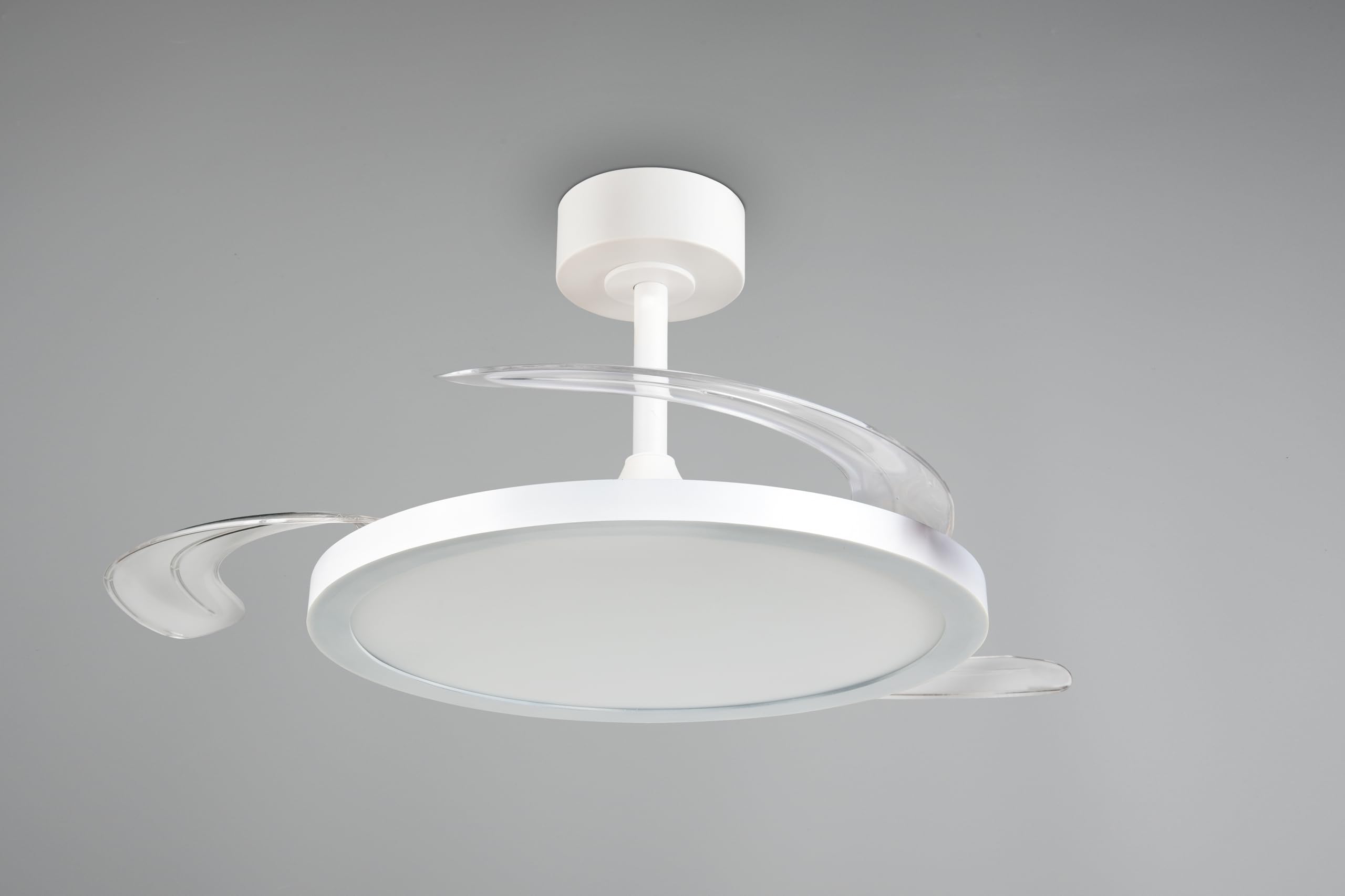 Reality Leuchten LED Deckenventilator mit Beleuchtung Kasfjord R64452131, Metall/Kunststoff Weiß matt, 6 Geschwindigkeiten, Sommer- Winterbetrieb, Fernbedienung, Dimmer, Timer, Nachtlicht, Lichtfarbe |