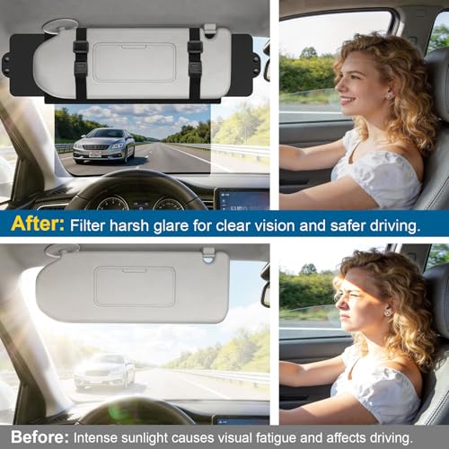 Sun Visor Extender for Car, Car Visor Extender Sun Blocker, Visor Extender Attachment, Sun Visor Extender with Anti-Glare Lens Blocks UV & Sunlight for Safe Driving — view 2