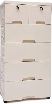 Drawer Dresser Plastic Storage Cabinet 6 Drawer Storage Organizer Closet Drawers Tall Dresser Organizer with Wheels for Clothes Bedroom Playroom