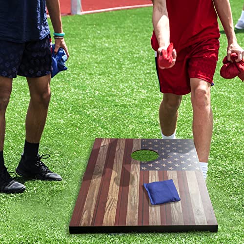 Cometoss Cornhole Set Outdoor Game -Includes 2 Mdf Wood Boards 35.4X23.6 Inch,8 12 Ounce Corn Hole Bean Bag Cornhole Set. (H-Flag)… #TOP4
