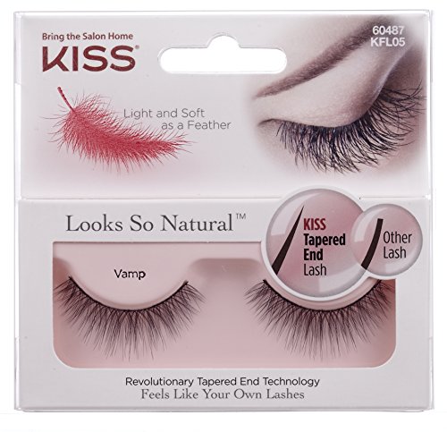 KISS Looks So Natural False Eyelashes, Lightweight & Comfortable, Natural-Looking, Tapered End Technology, Reusable, Cruelty-Free, Contact Lens Friendly, Style Vamp, 1 Pair