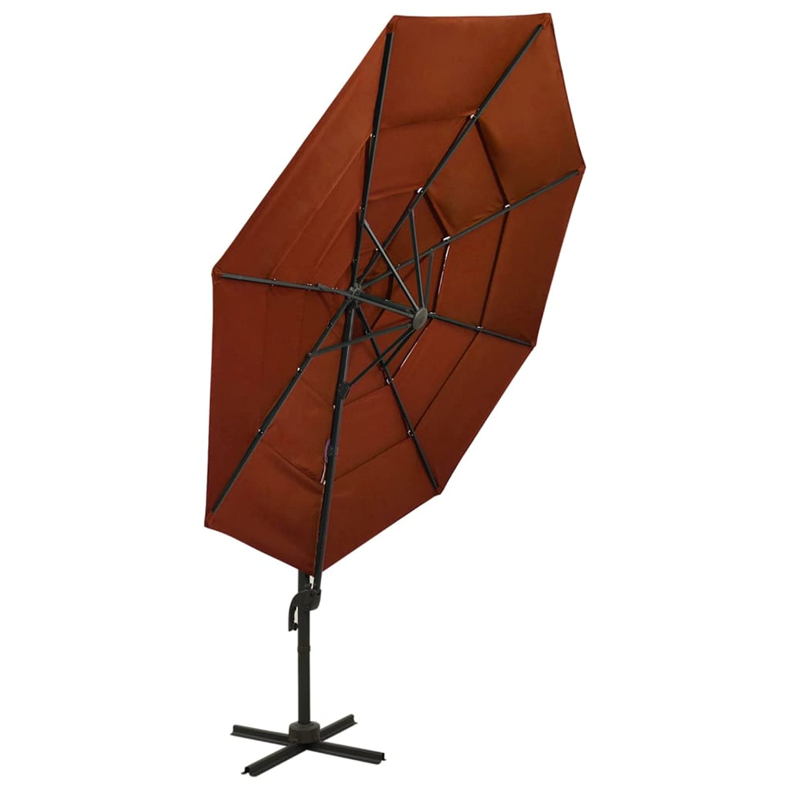 Parasol przeciwsłoneczny z aluminiowym masztem, 4-warstwowy, terakota, 3 x 3 m, parasol ogrodowy, balkonowy, ochrona przed słońcem