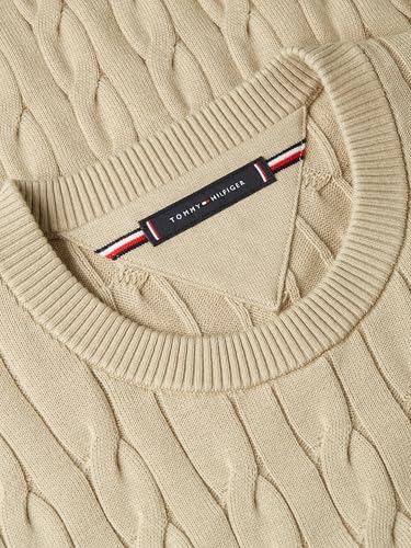Image of Tommy Hilfiger Men's Cable Knit Crewneck Sweater Lightweight Pullover