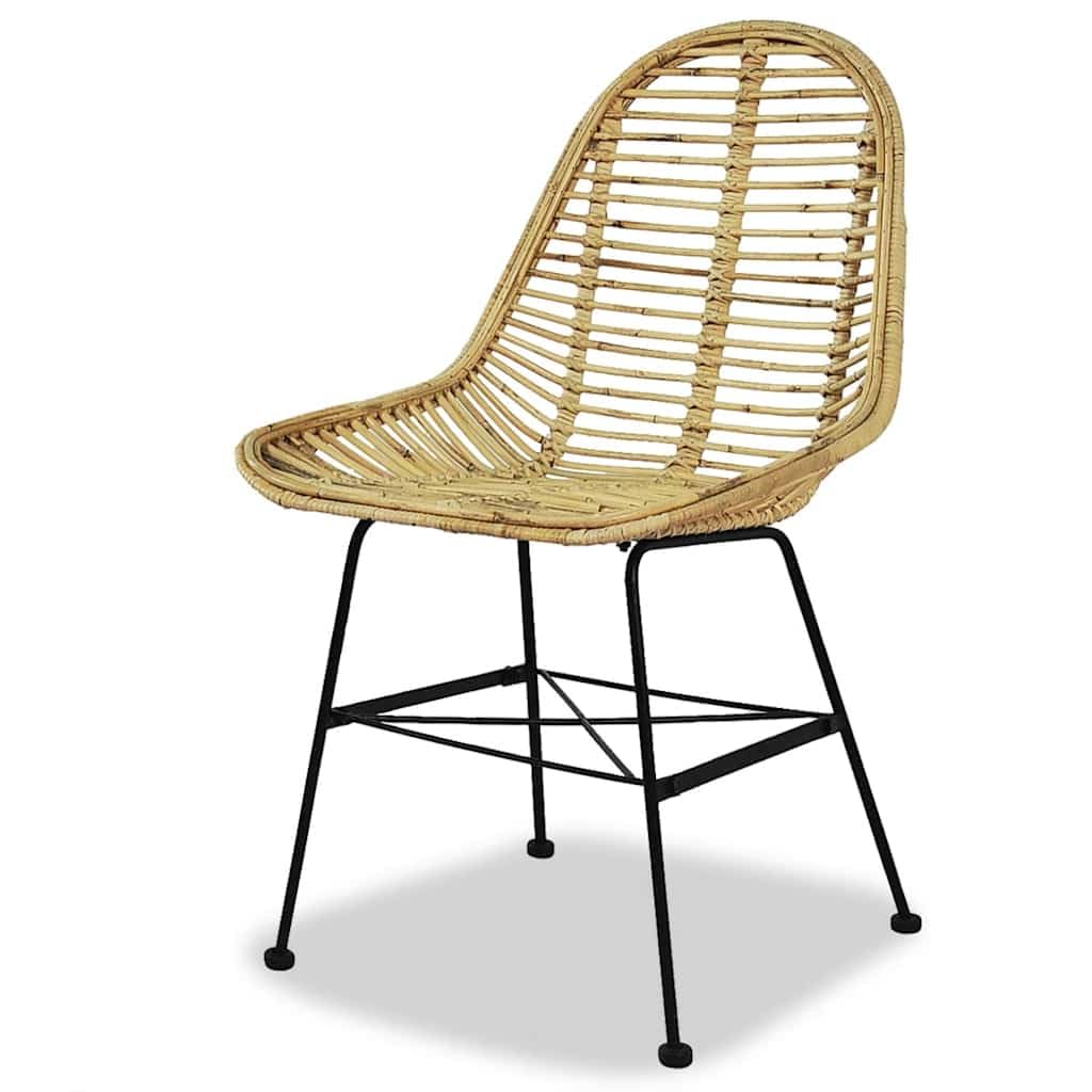 Lot de 4 chaises de salle à manger en rotin et fer forgé