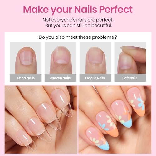 Image of Beetles Gel Nail Tips Etch-X- Almond Medium, 384pcs 12 Sizes, Pre-Etched Half Matte Full Cover Soft Gel Nail Tips, Press on False Nail Extension Acrylic Fake Nails, Easy DIY Salon Art