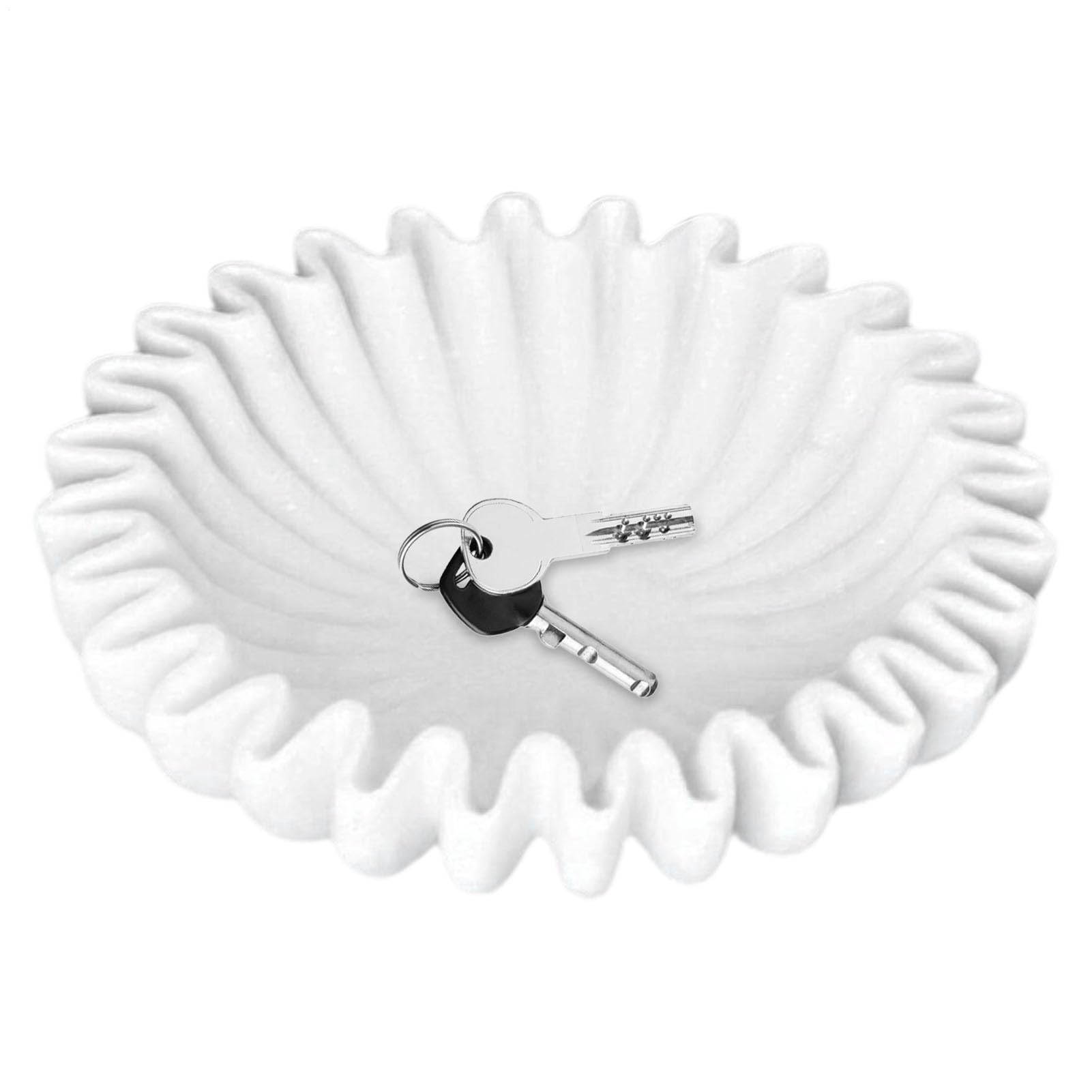 aus Kunstharz mit Rüschen - künstlerische Servierschüsseln, dekorativ, Retro | Tischschale in antikem Finish in rustikaler Optik zum Präsentieren von Snack-Potpourri, Stück