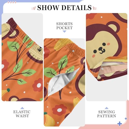 ZZXXB Lovely Monkey and Banana Boys Long Pants Soft Trousers Elastic Waist Kids Lounge Bottoms with Pockets S-XL4