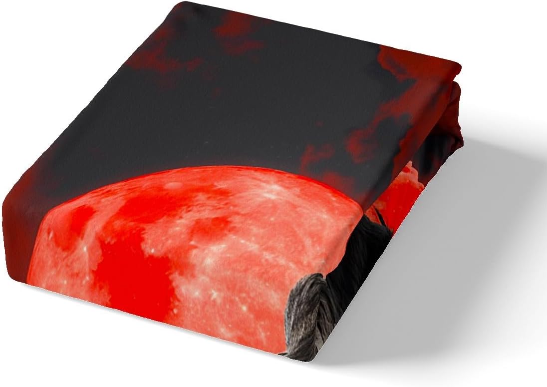 Wolf Pattern Duvet Cover Queen Size,Red Moon Comforter Cover with 2 Pillowcase for Teens Adults,Kids Wild Animals Bedding Set,Wolf Eyes Breathable 3 Pcs Decorative Bed Cover(No Comforter)