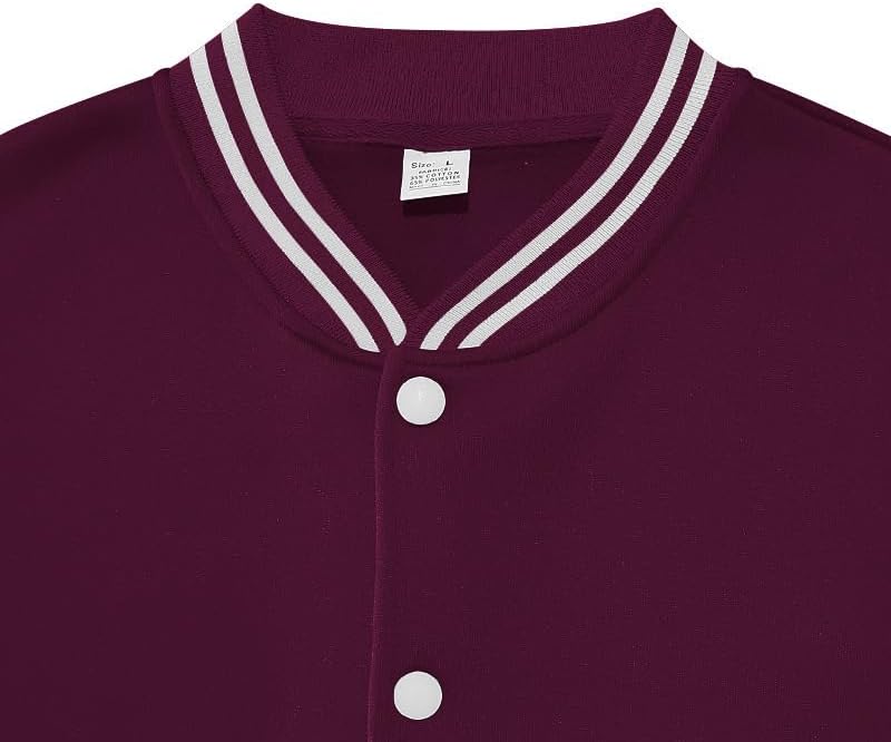 Men's Varsity Baseball Jacket Classic College Style Bomber Coat with Striped Ribbed Collar Casual Outerwear - Image 5