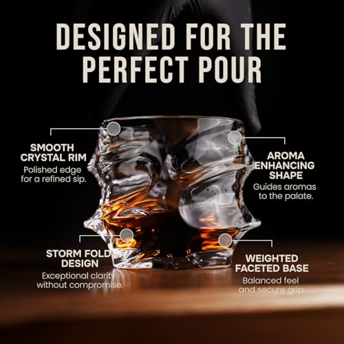 image for TSUKIGLASS® Storm Premium Japanese Crystal Whiskey Glasses Set of 4 -