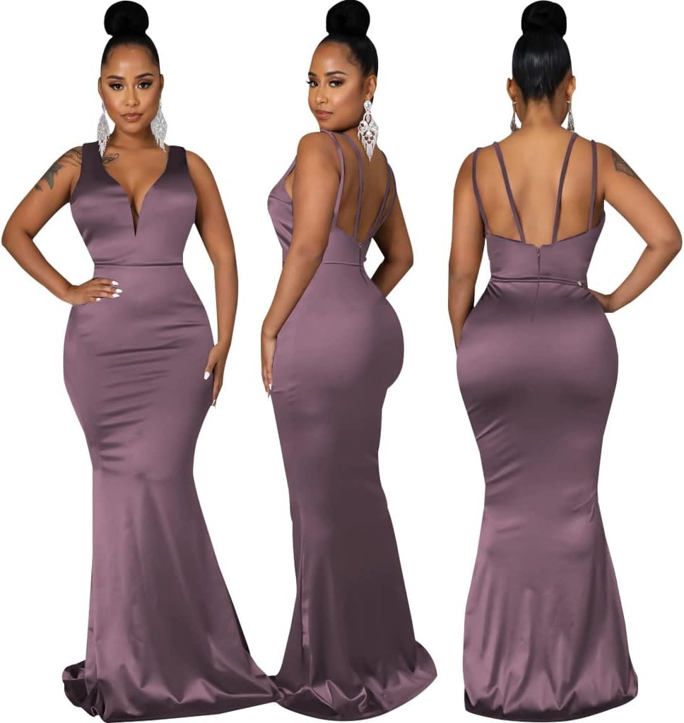 JTNFairy Women's Sexy Sleeveless One Shoulder Bodycon Dresses Classy Long Formal Cocktail Wedding Guest Dress - Image 6
