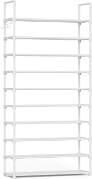 Kitsure 10 Tier Shoe Rack, Tall Shoe Organizer, 32.2" Wide, White