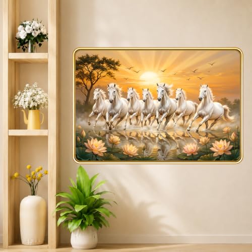 Image of 7 Running Horses Vastu Photo Frame, 16x24 Inch