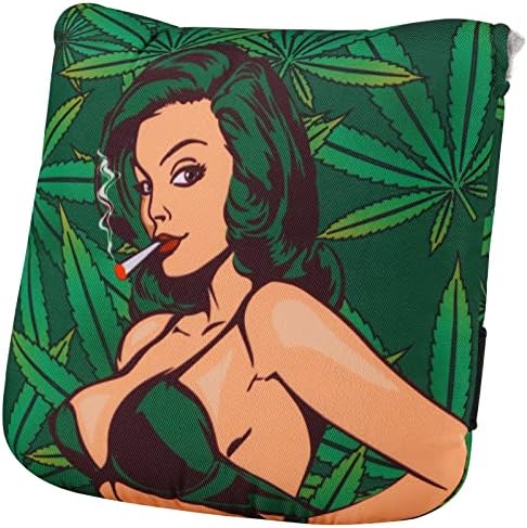 Golf Putter Covers Mallet Putter Cover Pretty Girl Hawaiian Style Magnetic Closure Protective Golf Club Head Covers（Green）